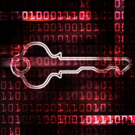 security key and binary code abstract illustrationの写真素材