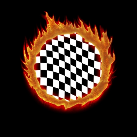 burning white black chekered racing flag illustrationの写真素材