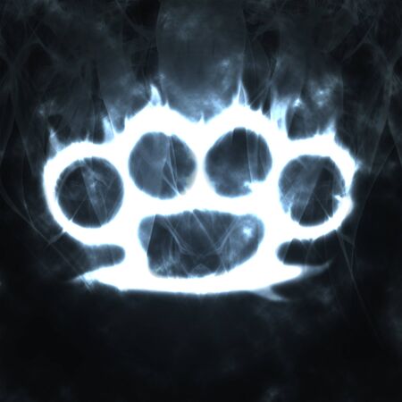 burning knuckle duster in the smoke illustrationの写真素材