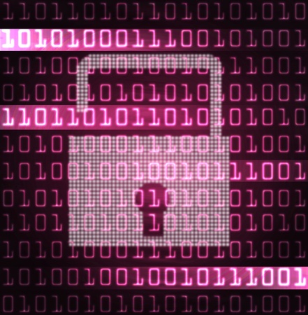 security lock and binary code modern futuristic illustrationの写真素材
