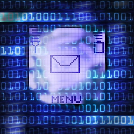sms message mobile phone binary code illustrationの写真素材