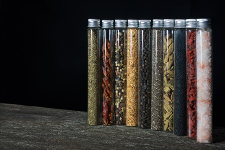 Cooking ingredients,spice on wooden backgroundの写真素材