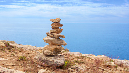 Zen stones on beach for perfect meditation
