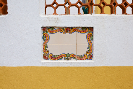 Decorative ceramic street sign plate with copy spaceの写真素材