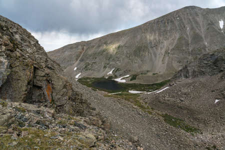 Looking down on Coney Lake, from the side of Coney Island, high in The Indian Peaks Wilderness
