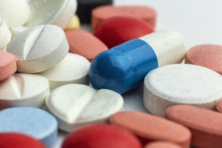 Lots of different medicine drugs, pills, tablets, capsulesの写真素材