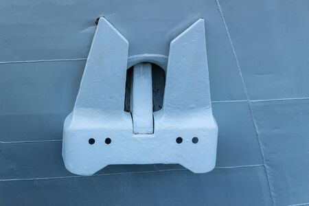 Anchor on a ship of white color