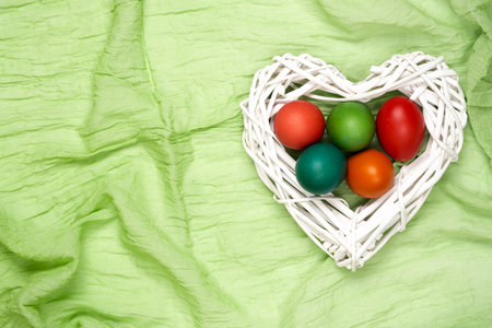 Easter eggs of different colors. Preparing for Easter Week.
