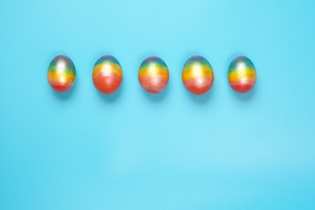 Easter eggs of different colors. Preparing for Easter Week.の写真素材