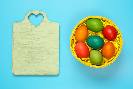 Easter eggs of different colors. Preparing for Easter Week.の写真素材