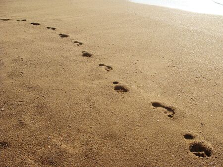 Traces of a person held in the sand                                の写真素材