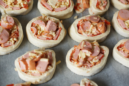 Preparation of rolls. Close-up.の写真素材