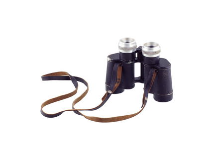 Old military binoculars. Isolated on white.                               の写真素材