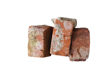 A pile of old bricks. Isolated on white.                                の写真素材