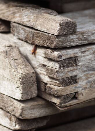 Part of the old wooden box. Close-up. Macro.                                の写真素材