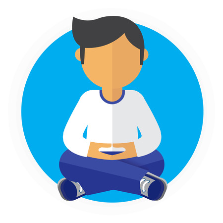 A Man Sitting Meditating Quietlyのイラスト素材