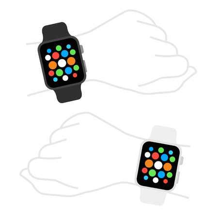 Smart watches wearable collection computer new technology. Illustrationのイラスト素材
