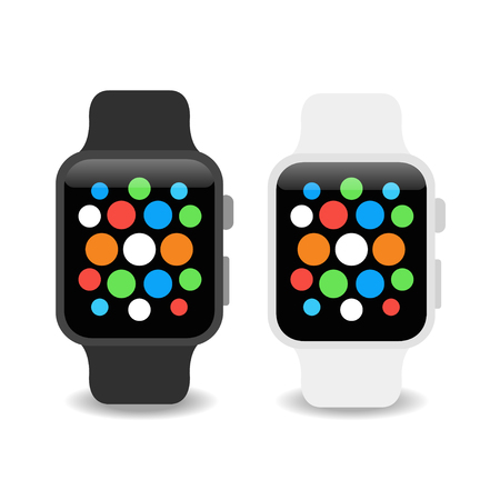 Smart watches wearable collection computer new technology. Illustrationのイラスト素材