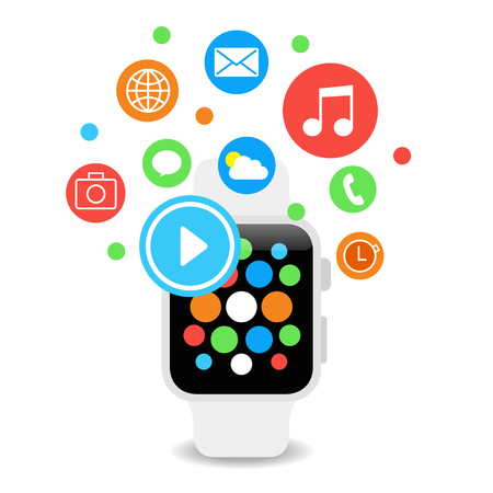 Smart watches wearable collection computer new technology. Illustrationのイラスト素材