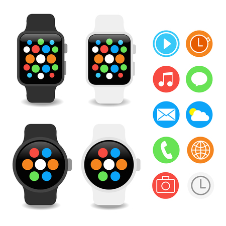 Smart watches wearable collection computer new technology. Illustrationのイラスト素材