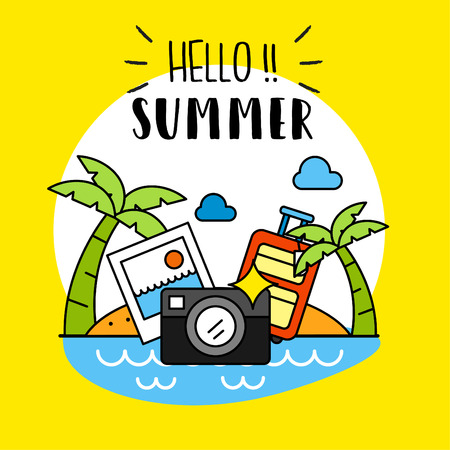 Hello Summer Background. Vector Illustrationのイラスト素材