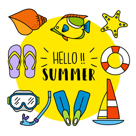 Summer Activities Vector Illustrationのイラスト素材