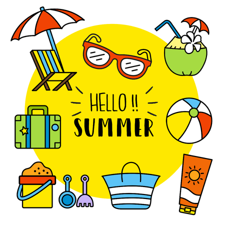 Cool Illustration of Summer Activities Vectorのイラスト素材