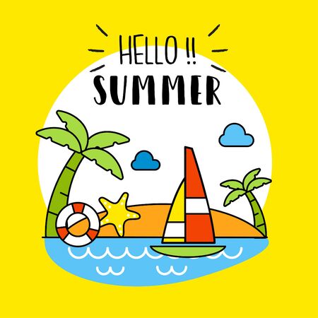 Cool Illustration of Hello Summer Background. Vectorのイラスト素材