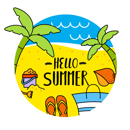 Beautiful  Illustration of Hello Summer Background. Vector Illustrationのイラスト素材