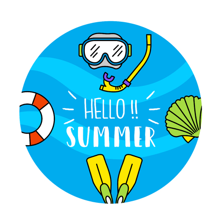 Hello Summer Background. Vector Illustrationのイラスト素材