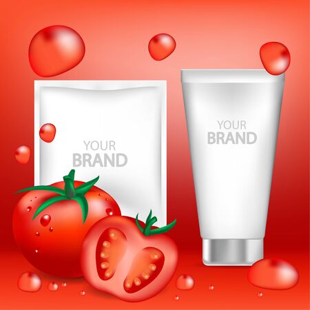 Tomato Cosmetic and blank package.Vector illustrationのイラスト素材