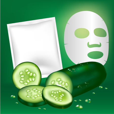 Cucumber Facial mask and blank package.Vector illustrationのイラスト素材