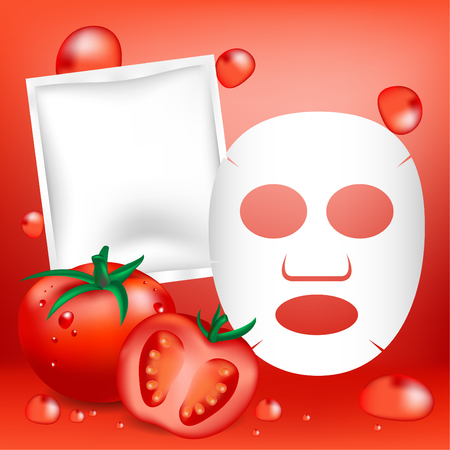 Tomato face mask and blank package . Vector illustrationのイラスト素材