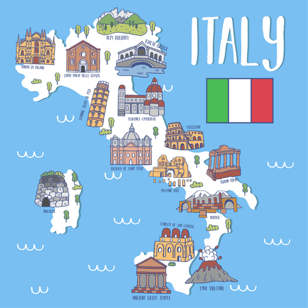 Italy travel map .Vector illustrationのイラスト素材