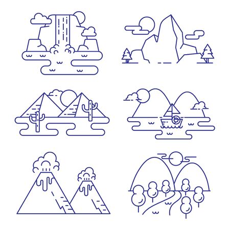 Nature Landscape icons.のイラスト素材