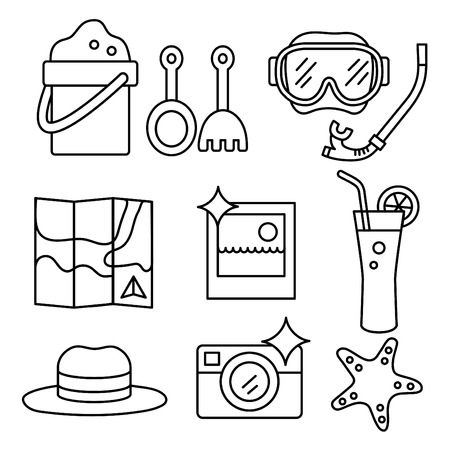Summer Icons with White Backgroundのイラスト素材