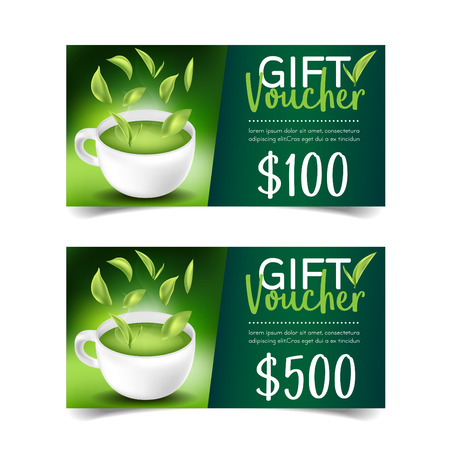 Discount Coupon design,Green tea coupon vector illustration.のイラスト素材