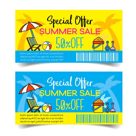 Discount Coupon design, Summer Voucher vector illustration.のイラスト素材