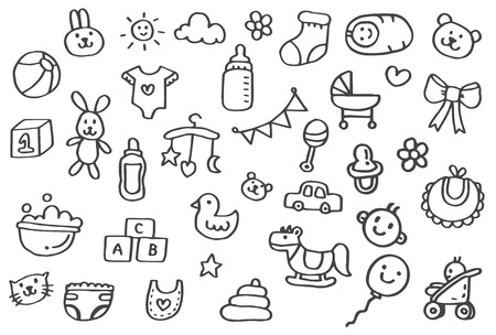 Hand drawn doodle set of Baby.のイラスト素材