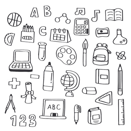 Hand drawn doodle set of Education.のイラスト素材