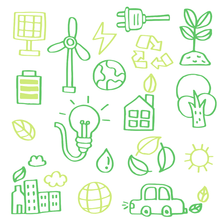 Hand drawn doodle set of  Eco.のイラスト素材