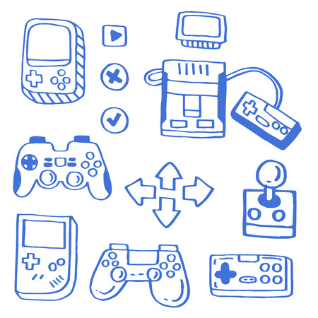 Hand drawn doodle set of  Game.のイラスト素材
