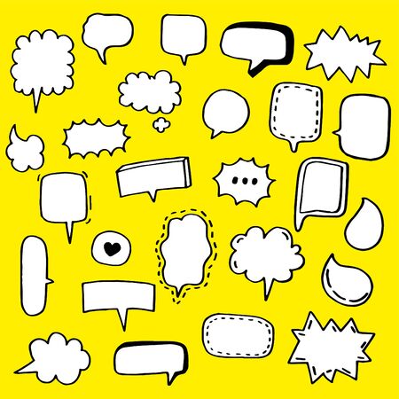 Hand drawn doodle set of Speech bubble.のイラスト素材