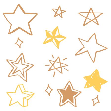 Hand drawn doodle set of Stars.のイラスト素材