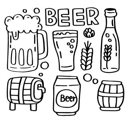 Hand drawn doodle set of Beer.のイラスト素材