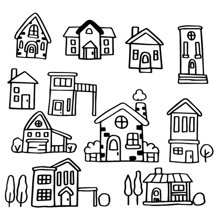 Hand drawn doodle set of House.のイラスト素材