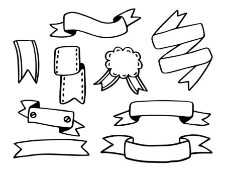 Hand drawn doodle set of Labels.のイラスト素材