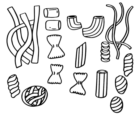 Hand drawn doodle set of Pasta.のイラスト素材