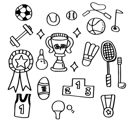 Hand drawn doodle set of Sports.のイラスト素材