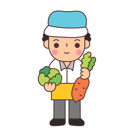 Traders sell vegetables, vegetables and carrots.のイラスト素材